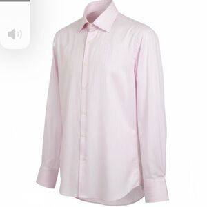Ermenegildo Zegna Pink Herringbone Luxury Dress Shirt 16.5 42 Regular Fit Cotton